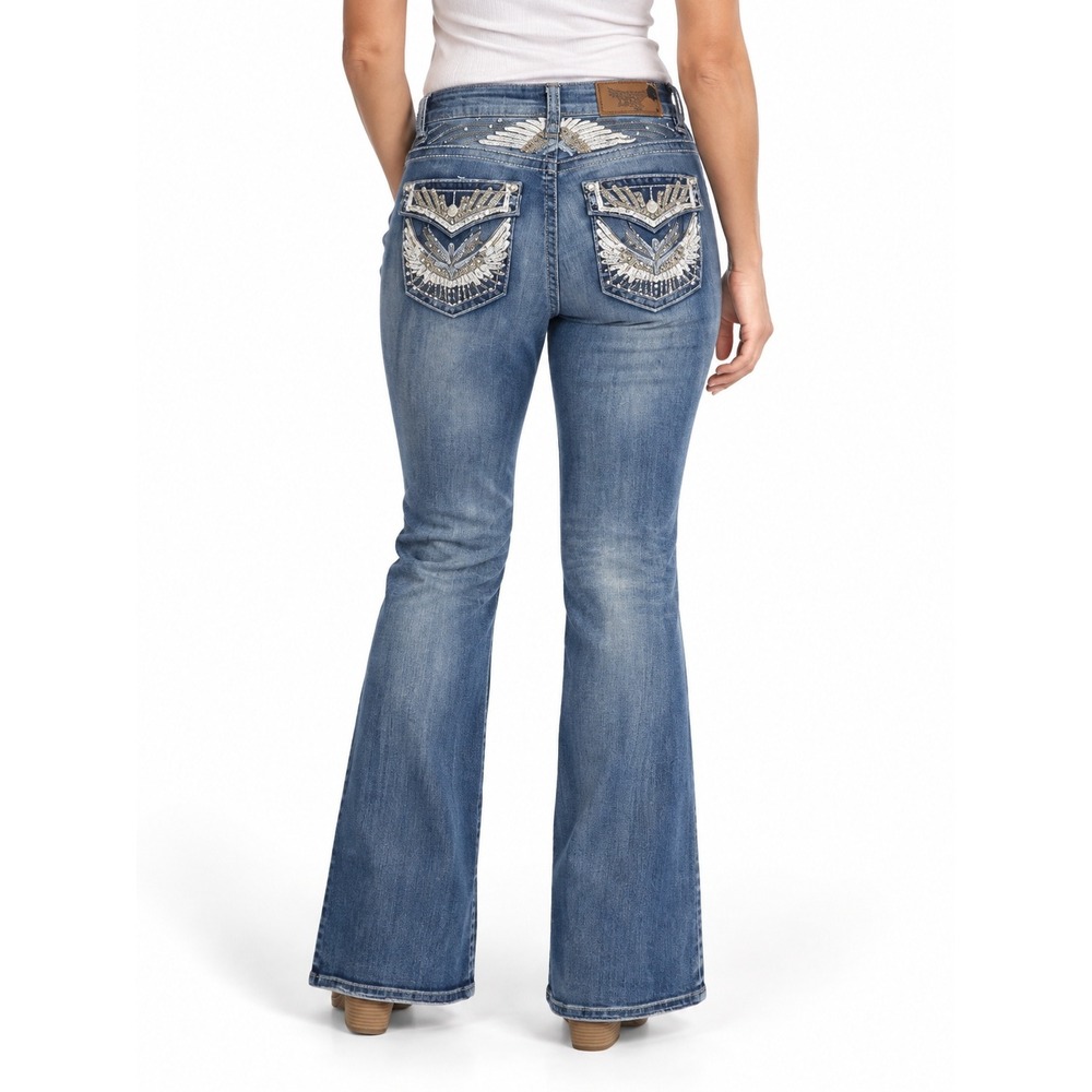 Westfield Eagle Bootcut Jeans Embellished Wing Back Pocket Blue Y2K Western 11